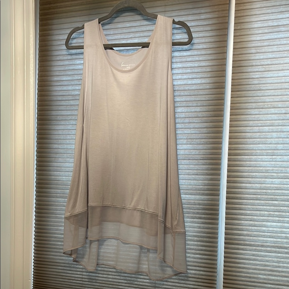 Lane Bryant Griege Sleeveless Hi-lowTank Top with Chiffon Trim